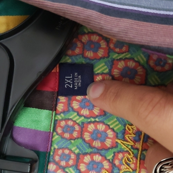 Robert Graham multicolor stripe button down shirt, collared, men's size 2XL - Picture 3 of 12